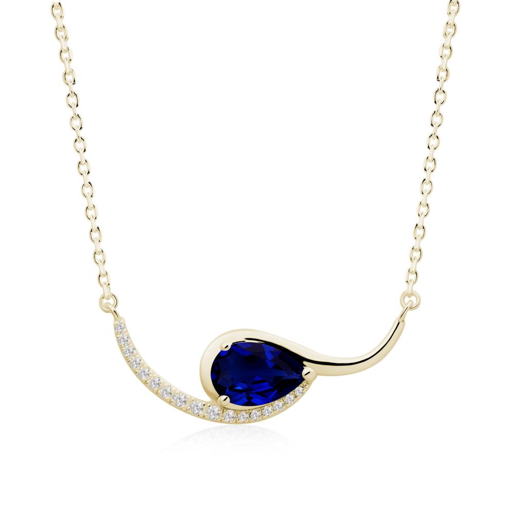 Swirl Pear Shaped Sapphire Necklace - LUO Jewelry #metal_14k yellow gold