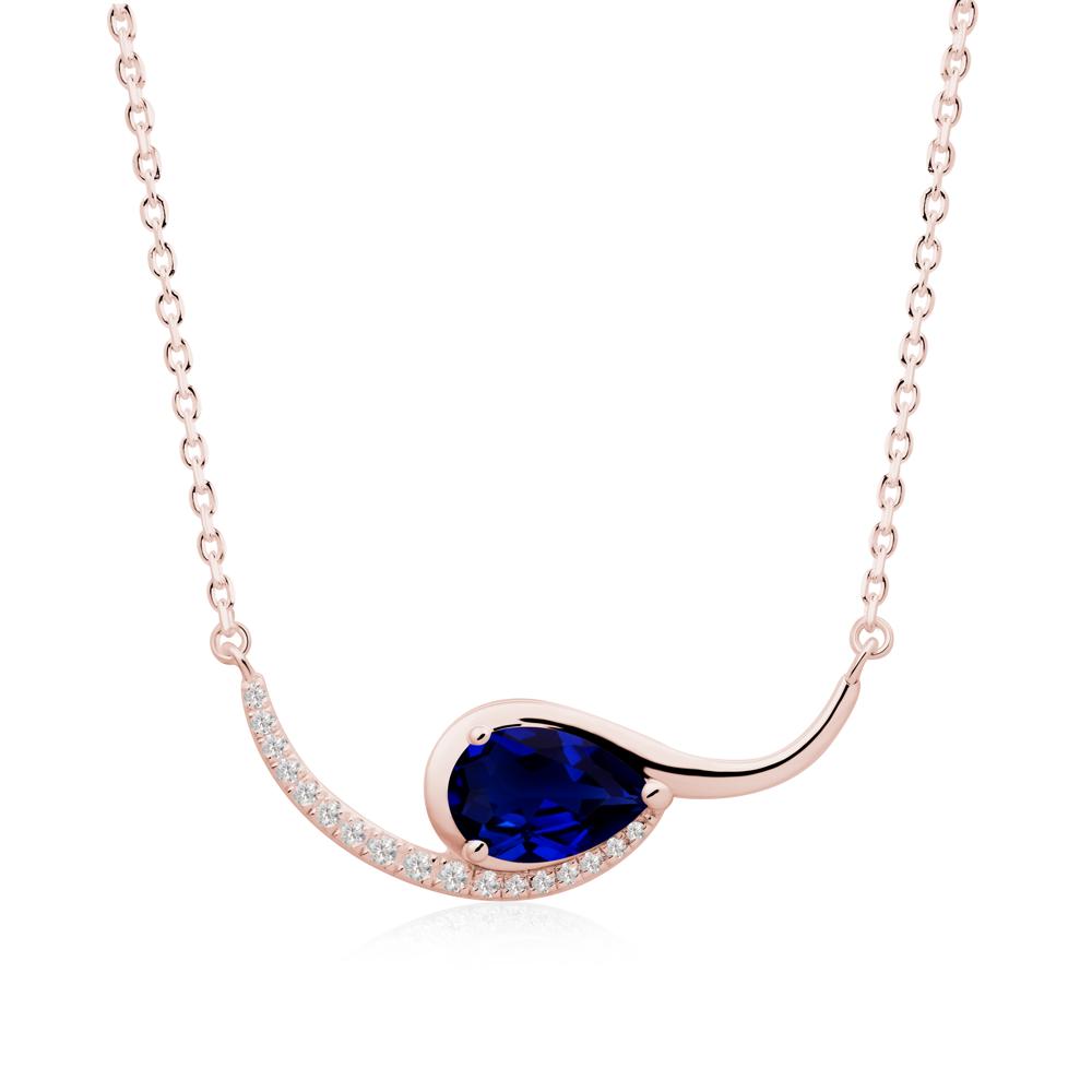Swirl Pear Shaped Sapphire Necklace - LUO Jewelry #metal_18k rose gold
