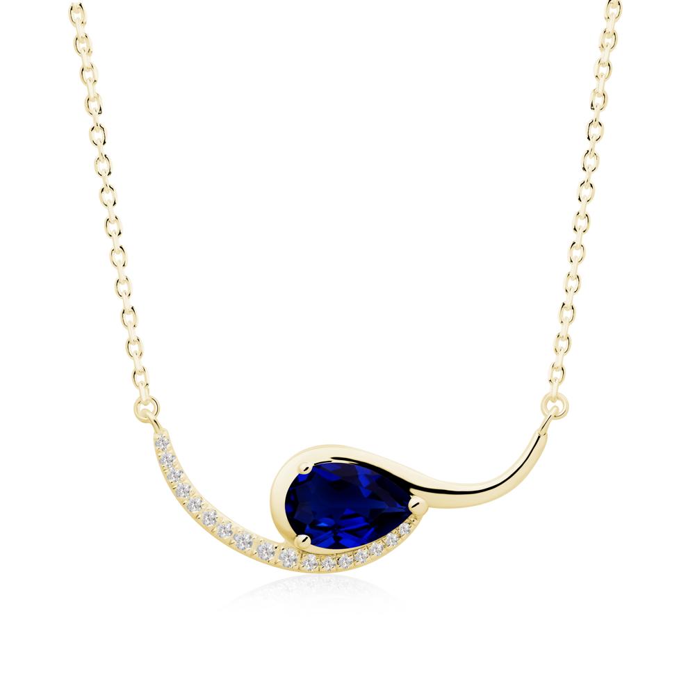 Swirl Pear Shaped Sapphire Necklace - LUO Jewelry #metal_18k yellow gold