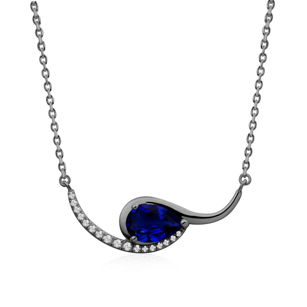 Swirl Pear Shaped Sapphire Necklace - LUO Jewelry #metal_black finish sterling silver