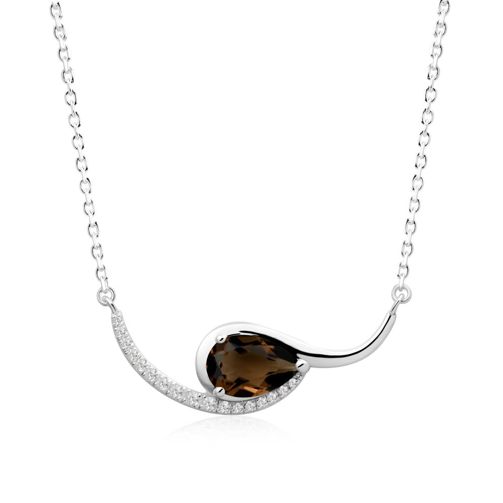 Swirl Pear Shaped Smoky Quartz Necklace - LUO Jewelry #metal_18k white gold