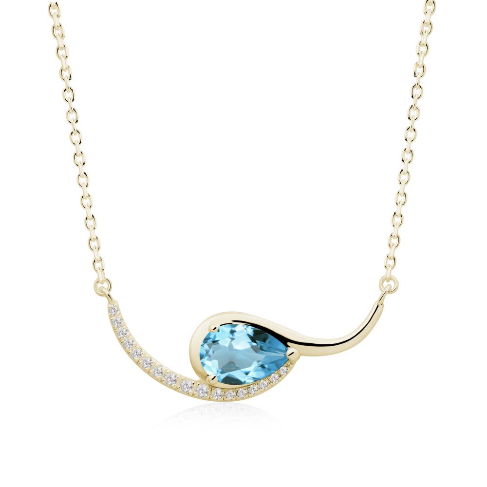 Swirl Pear Shaped Swiss Blue Topaz Necklace - LUO Jewelry #metal_14k yellow gold