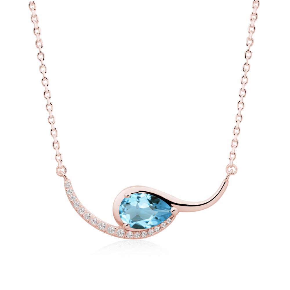 Swirl Pear Shaped Swiss Blue Topaz Necklace - LUO Jewelry #metal_18k rose gold