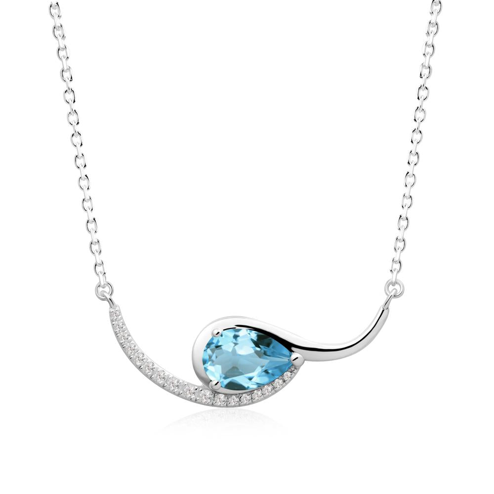 Swirl Pear Shaped Swiss Blue Topaz Necklace - LUO Jewelry #metal_18k white gold