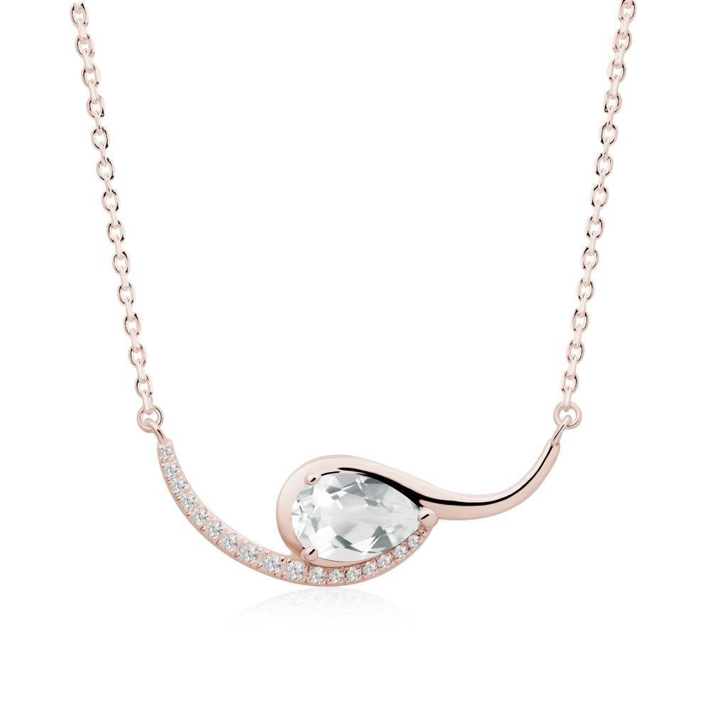Swirl Pear Shaped White Topaz Necklace - LUO Jewelry #metal_14k rose gold