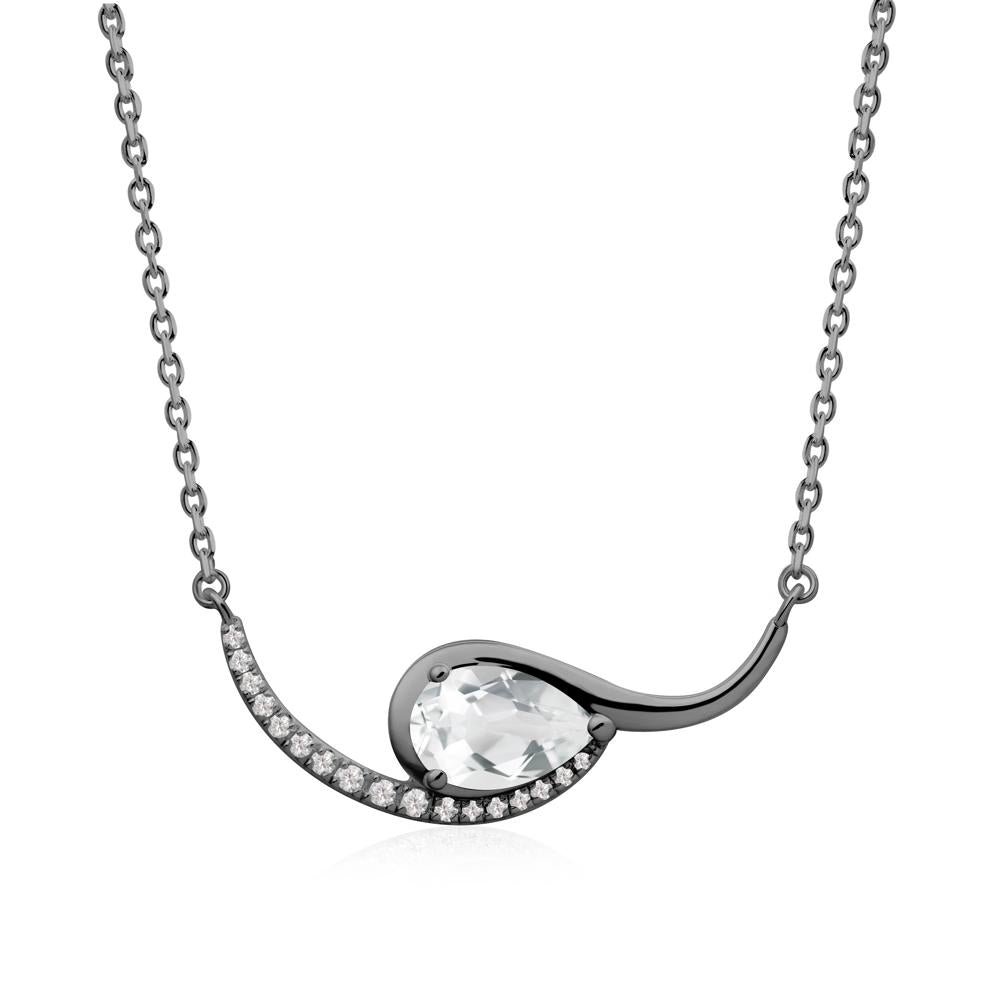 Swirl Pear Shaped White Topaz Necklace - LUO Jewelry #metal_black finish sterling silver