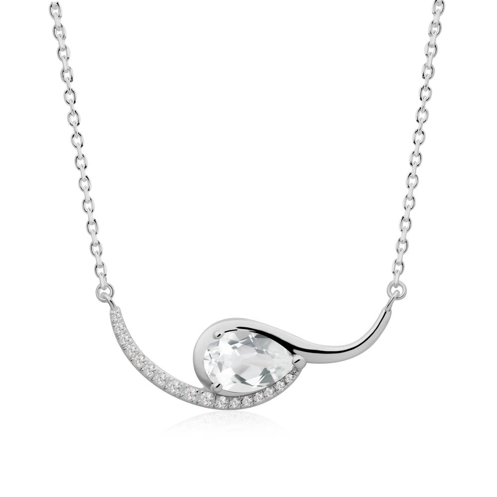 Swirl Pear Shaped White Topaz Necklace - LUO Jewelry #metal_platinum