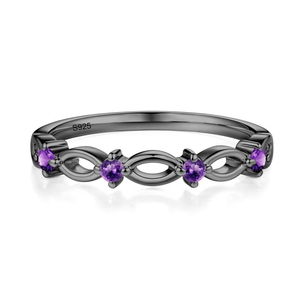 Marquise Amethyst Stackable Ring - LUO Jewelry #metal_black finish sterling silver