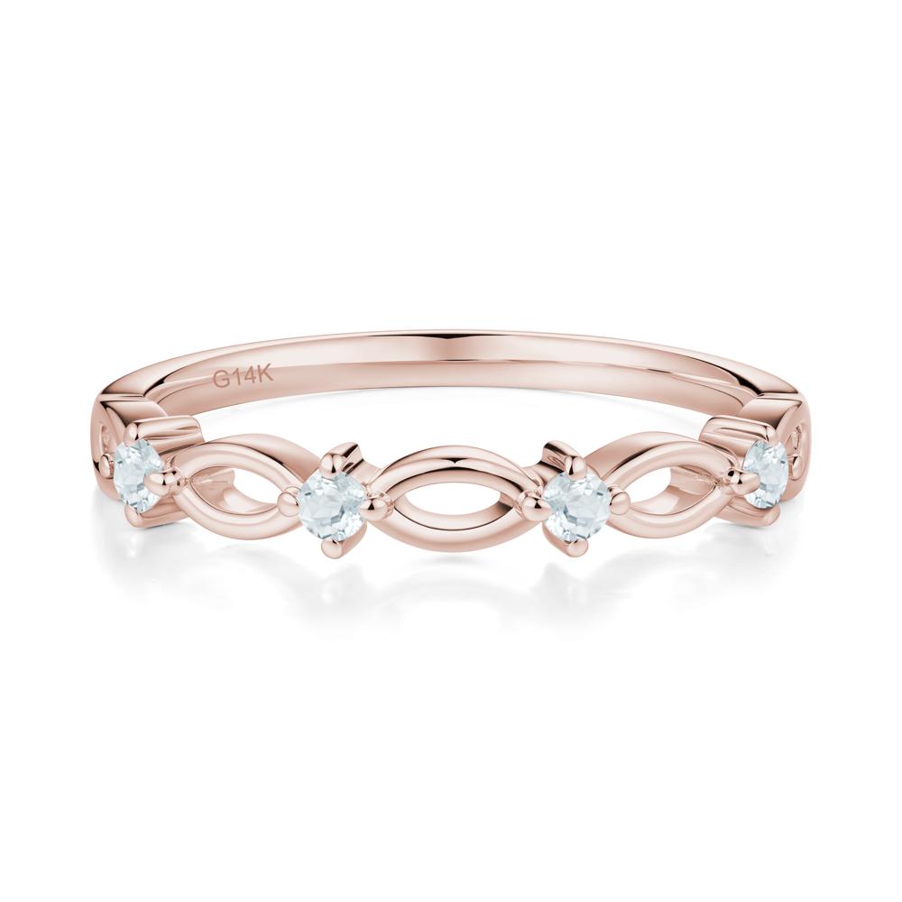 Round Cut Aquamarine Infinity Ring - LUO Jewelry #metal_14k rose gold