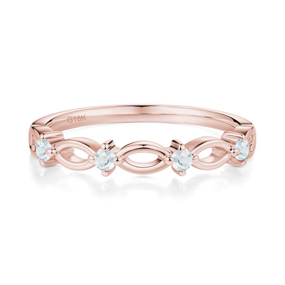 Round Cut Aquamarine Infinity Ring - LUO Jewelry #metal_18k rose gold