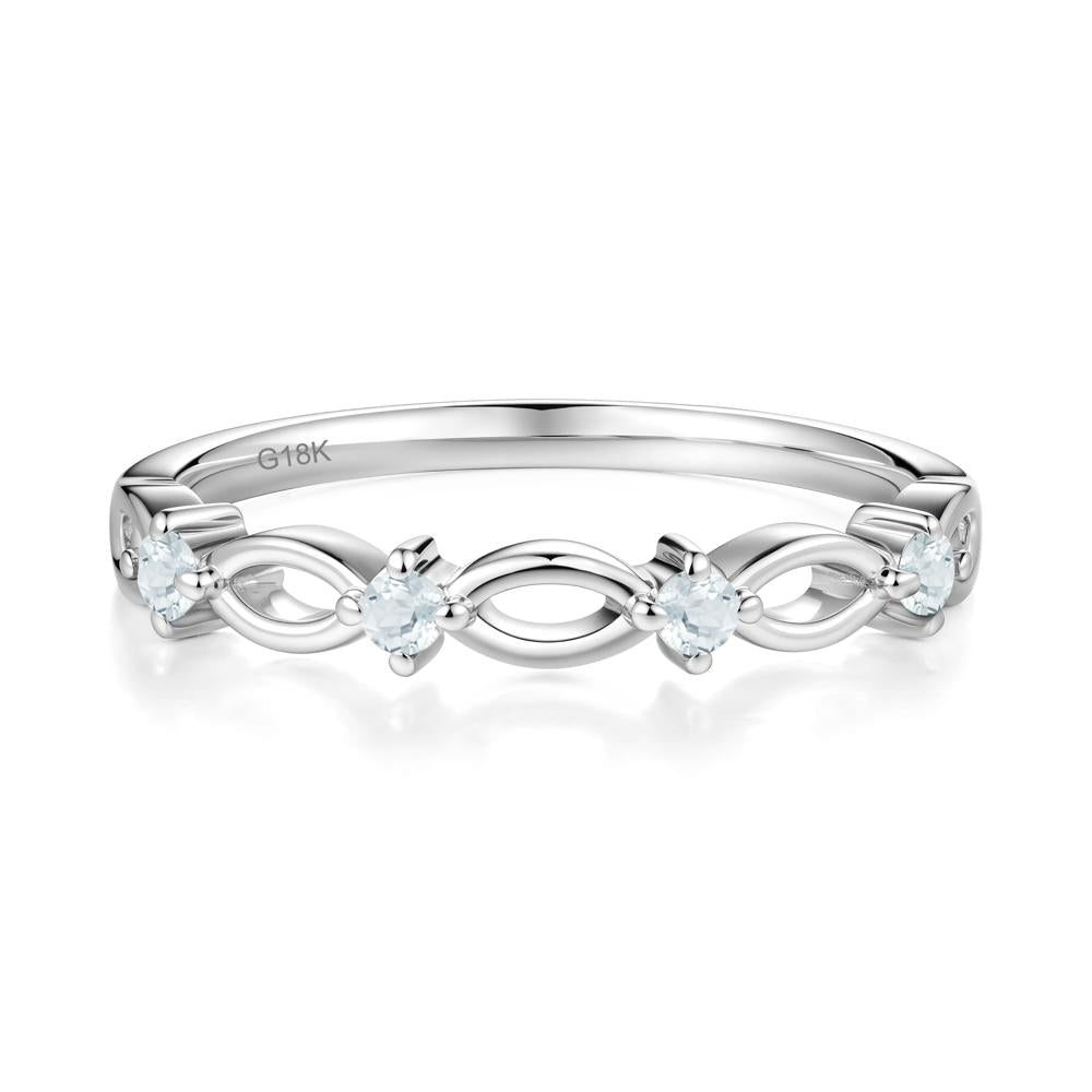 Round Cut Aquamarine Infinity Ring - LUO Jewelry #metal_18k white gold