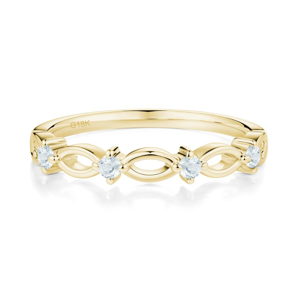 Round Cut Aquamarine Infinity Ring - LUO Jewelry #metal_18k yellow gold