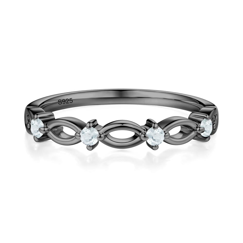 Round Cut Aquamarine Infinity Ring - LUO Jewelry #metal_black finish sterling silver