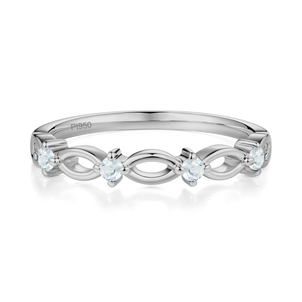 Round Cut Aquamarine Infinity Ring - LUO Jewelry #metal_platinum