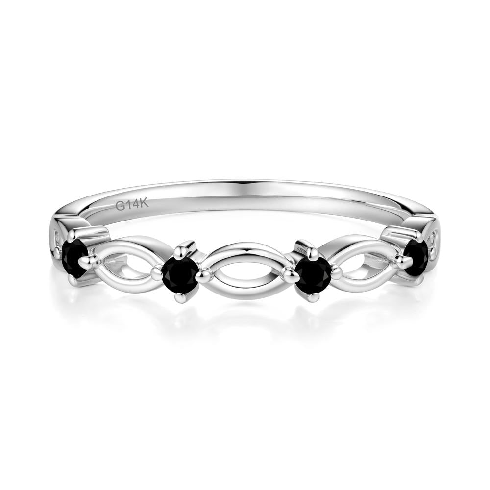 Marquise Black Spinel Stackable Ring - LUO Jewelry #metal_14k white gold
