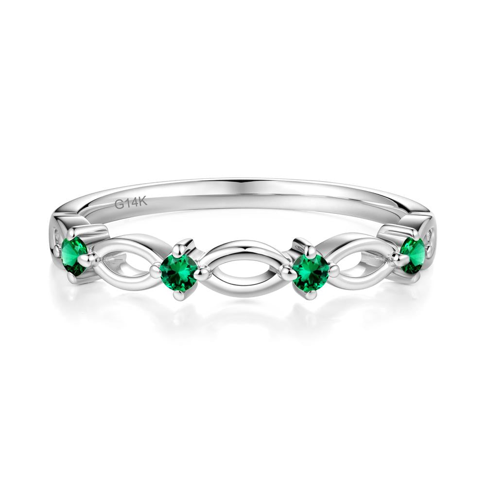 Round Cut Emerald Infinity Ring - LUO Jewelry #metal_14k white gold