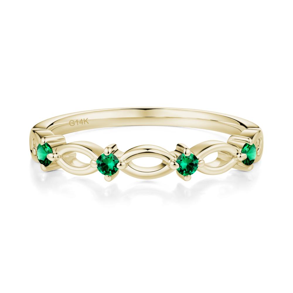 Round Cut Emerald Infinity Ring - LUO Jewelry #metal_14k yellow gold