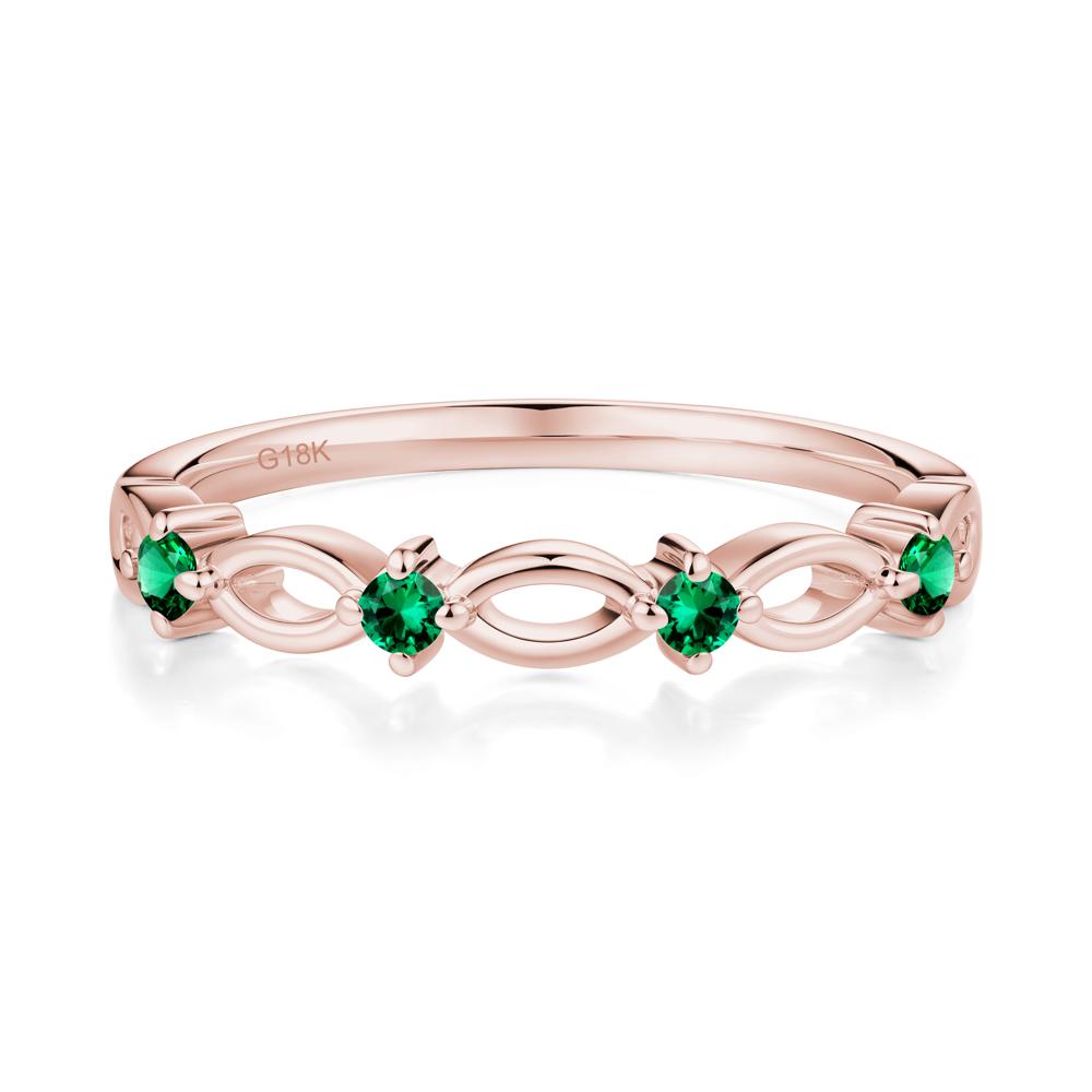 Round Cut Emerald Infinity Ring - LUO Jewelry #metal_18k rose gold
