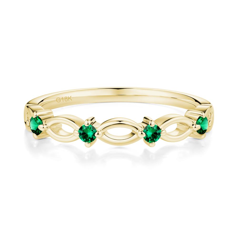 Round Cut Emerald Infinity Ring - LUO Jewelry #metal_18k yellow gold