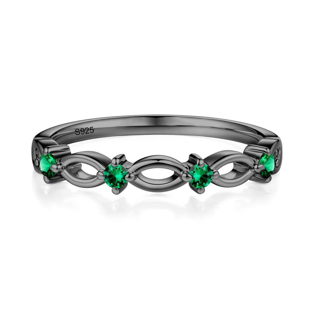 Round Cut Emerald Infinity Ring - LUO Jewelry #metal_black finish sterling silver