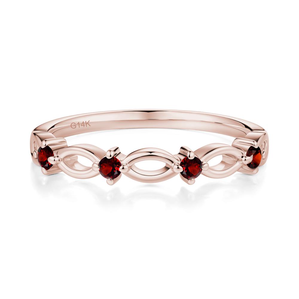 Round Cut Garnet Infinity Ring - LUO Jewelry #metal_14k rose gold