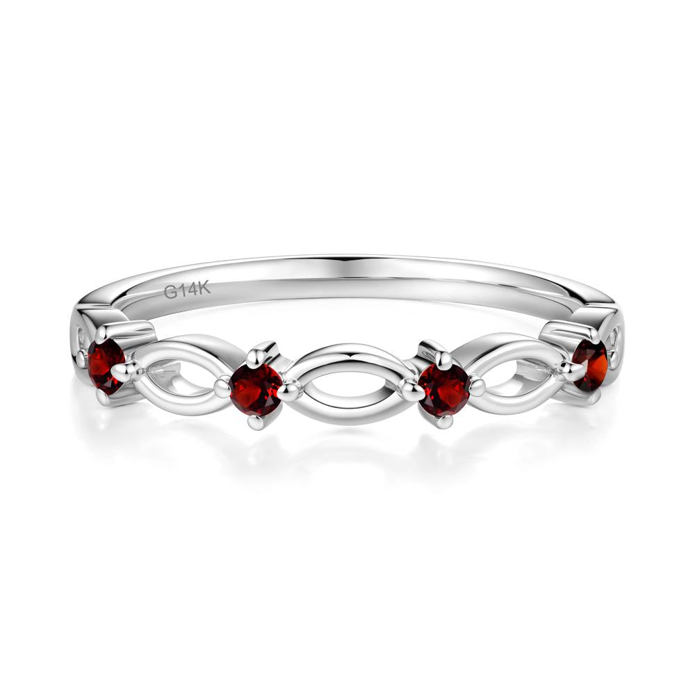 Round Cut Garnet Infinity Ring - LUO Jewelry #metal_14k white gold
