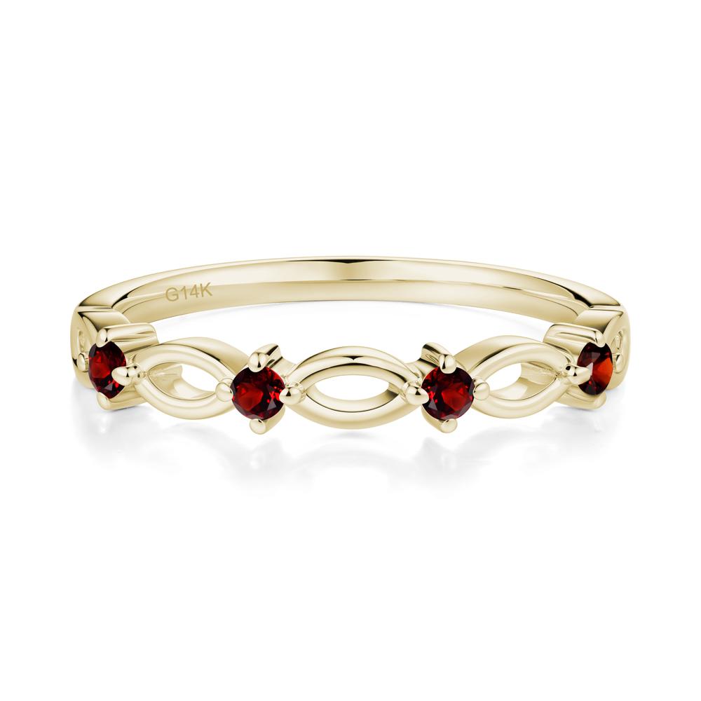 Round Cut Garnet Infinity Ring - LUO Jewelry #metal_14k yellow gold