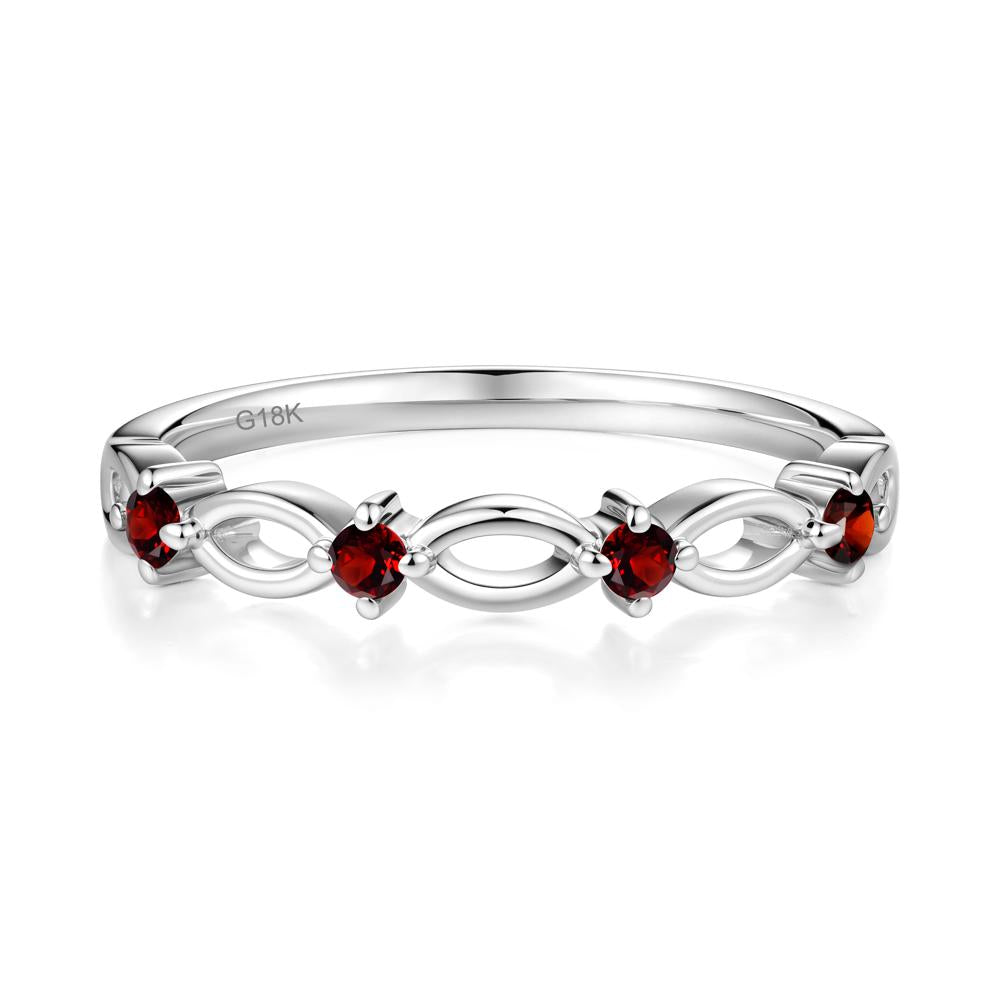 Round Cut Garnet Infinity Ring - LUO Jewelry #metal_18k white gold