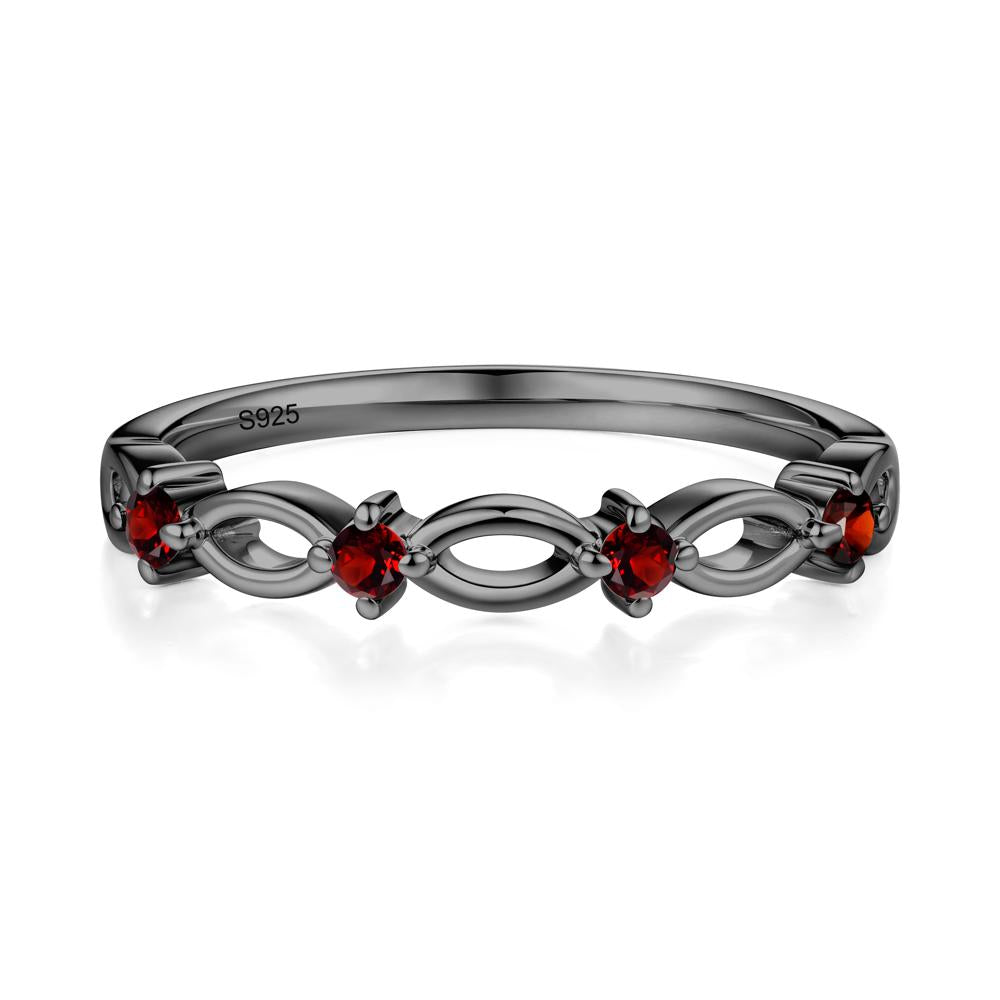 Round Cut Garnet Infinity Ring - LUO Jewelry #metal_black finish sterling silver
