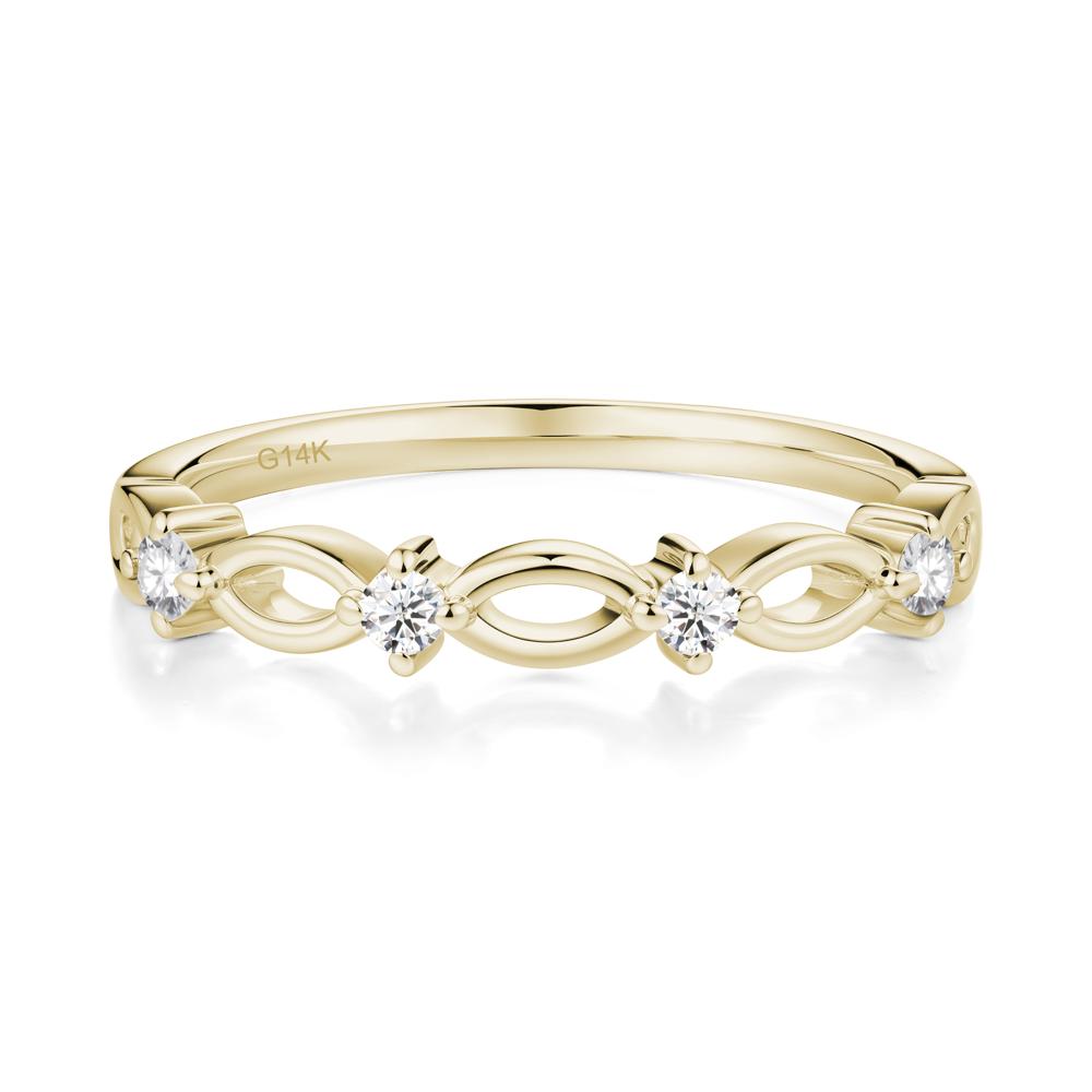 Round Cut Moissanite Infinity Ring - LUO Jewelry #metal_14k yellow gold