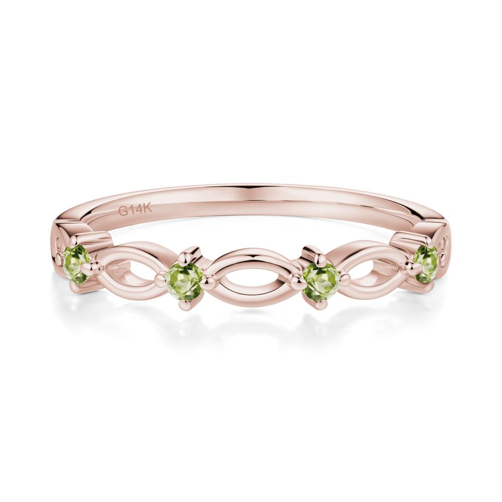 Round Cut Peridot Infinity Ring - LUO Jewelry #metal_14k rose gold