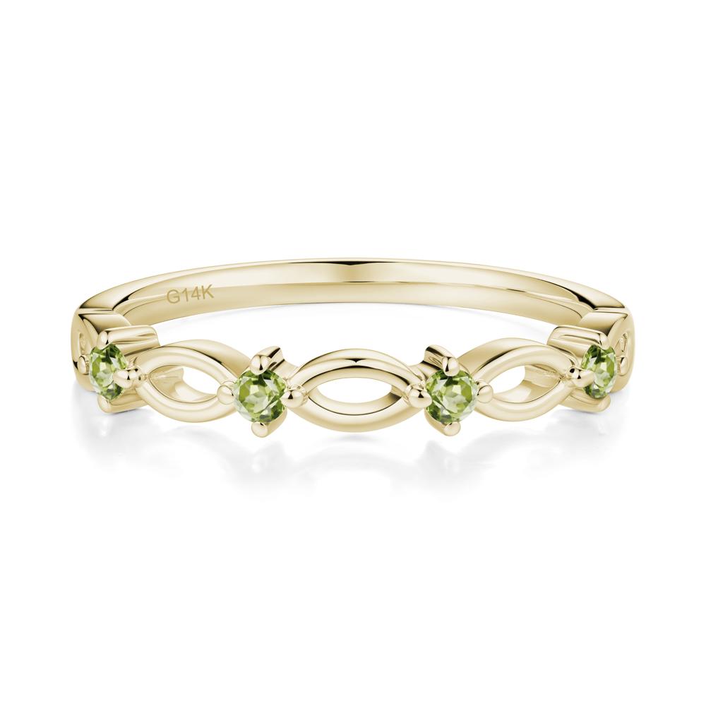Round Cut Peridot Infinity Ring - LUO Jewelry #metal_14k yellow gold