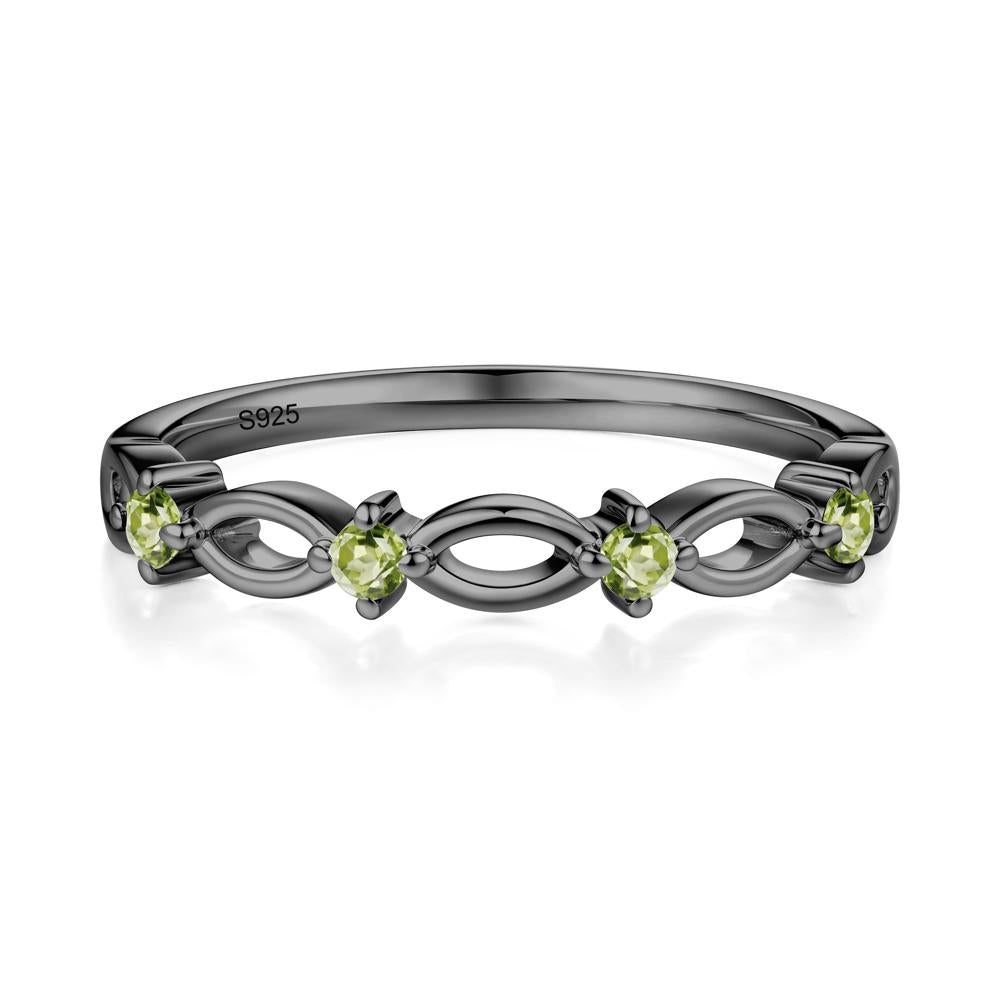 Round Cut Peridot Infinity Ring - LUO Jewelry #metal_black finish sterling silver