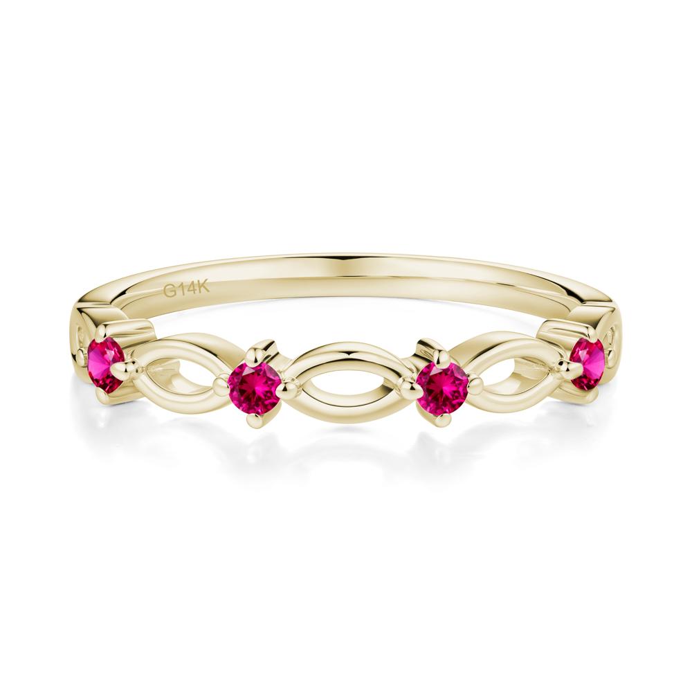 Round Cut Ruby Infinity Ring - LUO Jewelry #metal_14k yellow gold
