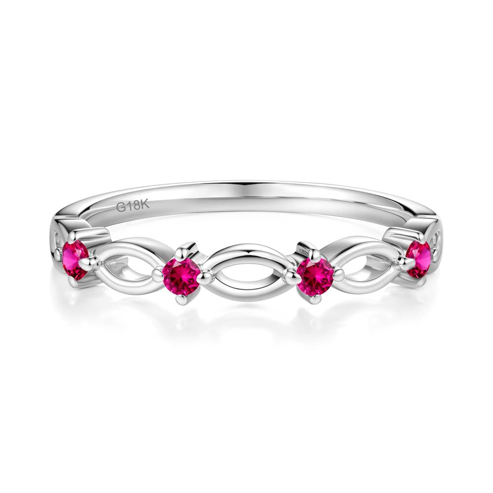 Round Cut Ruby Infinity Ring - LUO Jewelry #metal_18k white gold
