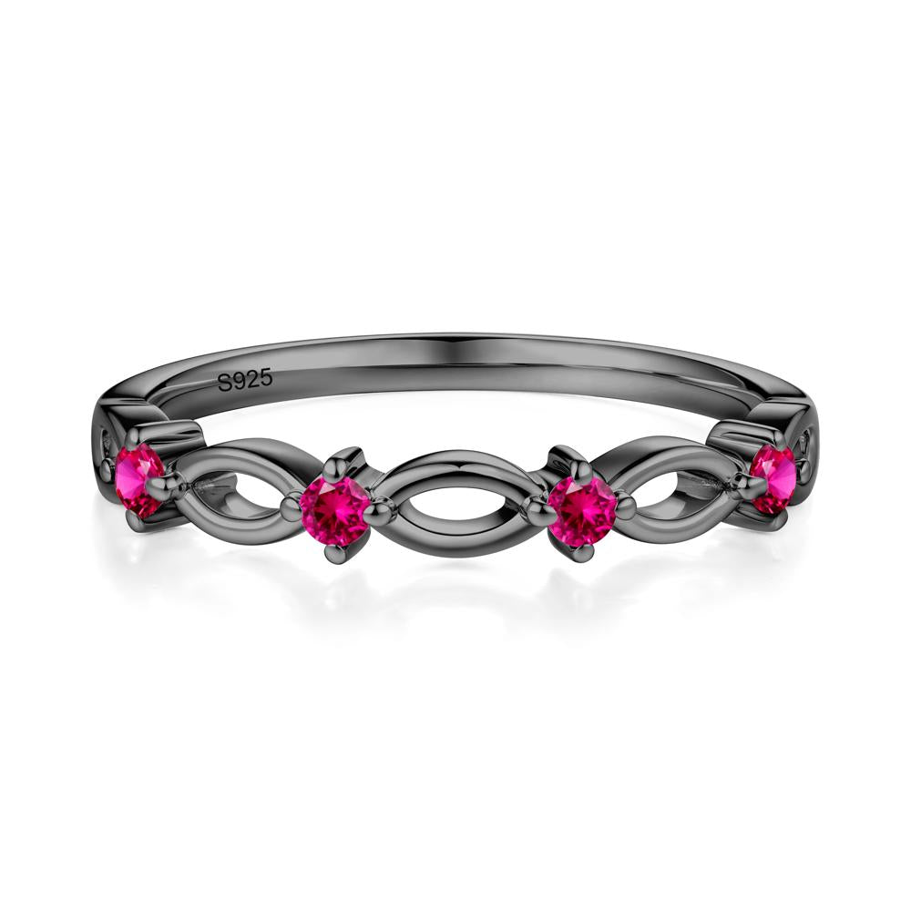 Round Cut Ruby Infinity Ring - LUO Jewelry #metal_black finish sterling silver