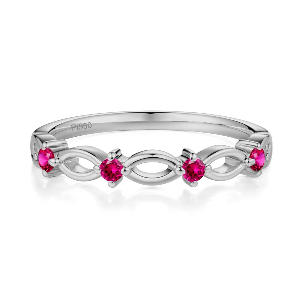 Round Cut Ruby Infinity Ring - LUO Jewelry #metal_platinum