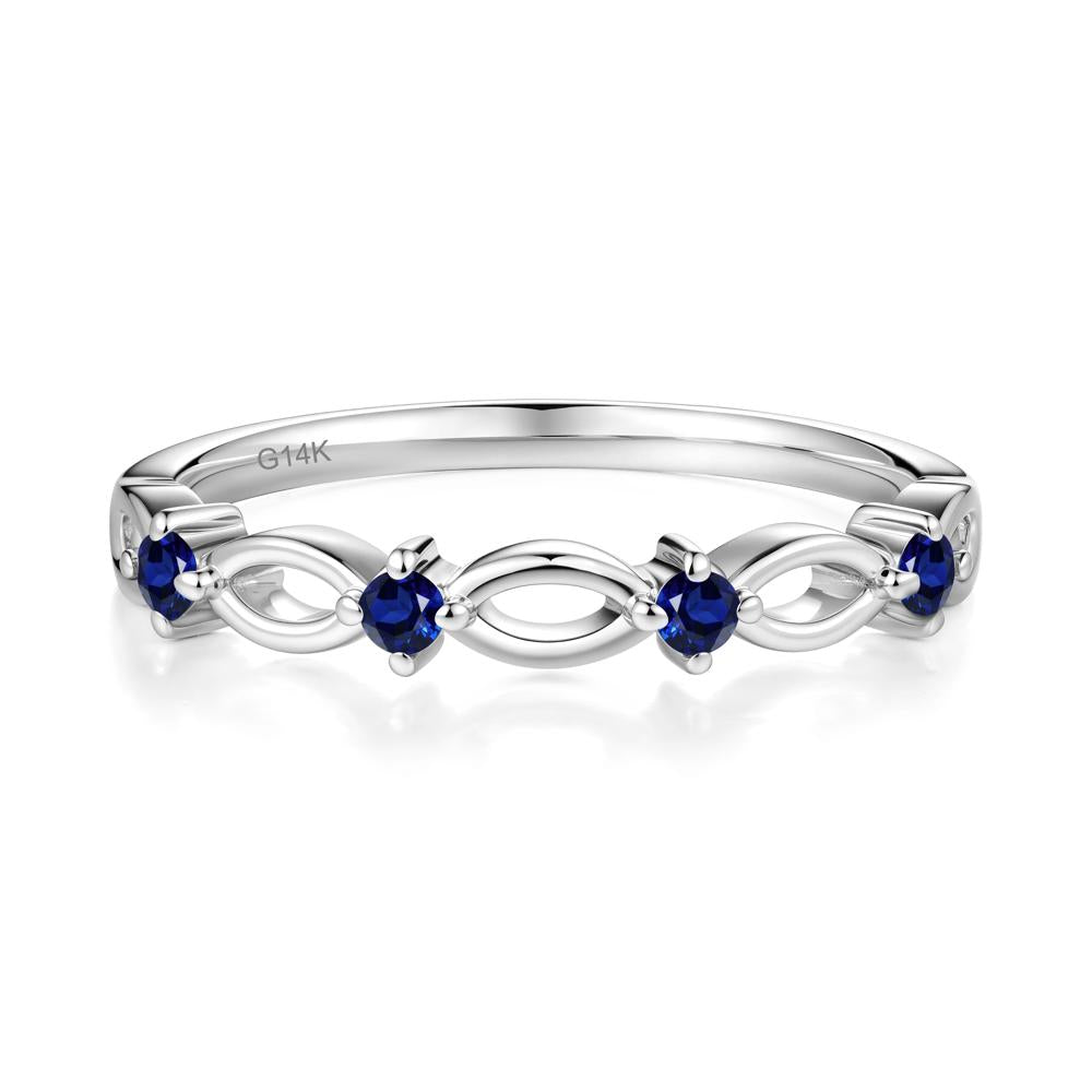 Round Cut Sapphire Infinity Ring - LUO Jewelry #metal_14k white gold