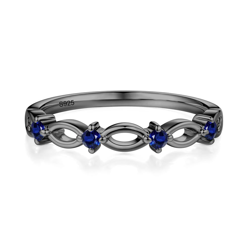 Round Cut Sapphire Infinity Ring - LUO Jewelry #metal_black finish sterling silver