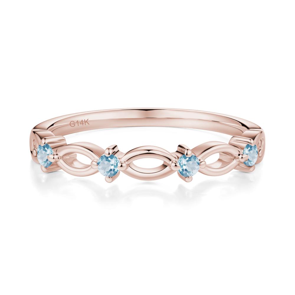 Marquise Swiss Blue Topaz Stackable Ring - LUO Jewelry #metal_14k rose gold