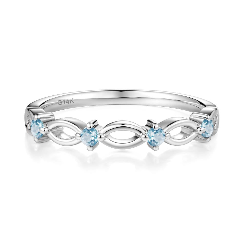 Marquise Swiss Blue Topaz Stackable Ring - LUO Jewelry #metal_14k white gold