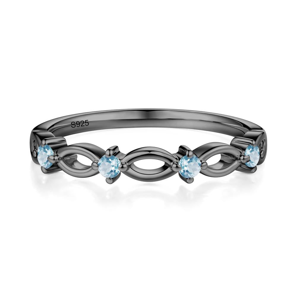 Marquise Swiss Blue Topaz Stackable Ring - LUO Jewelry #metal_black finish sterling silver