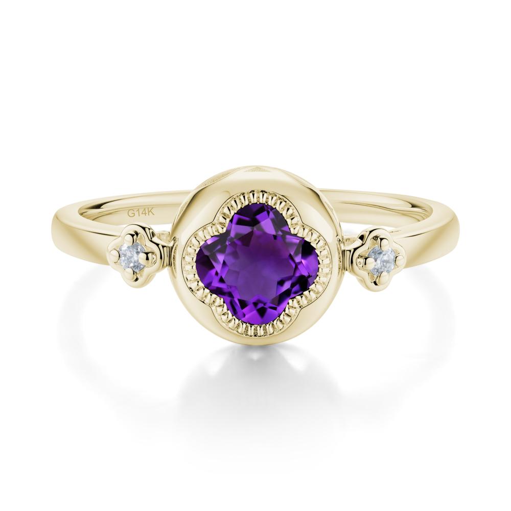 Milgrain Clover Cut Amethyst Ring - LUO Jewelry #metal_14k yellow gold