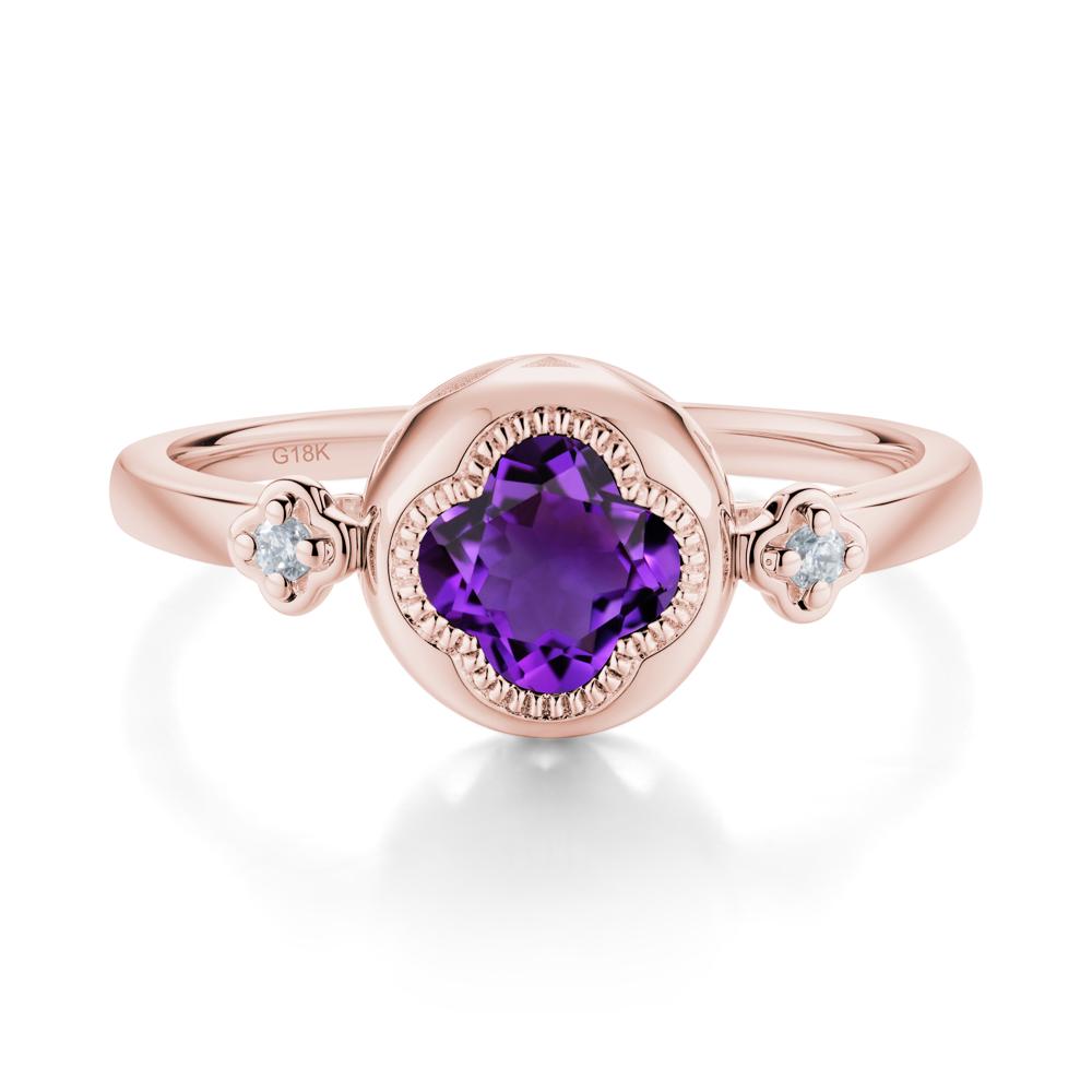 Milgrain Clover Cut Amethyst Ring - LUO Jewelry #metal_18k rose gold