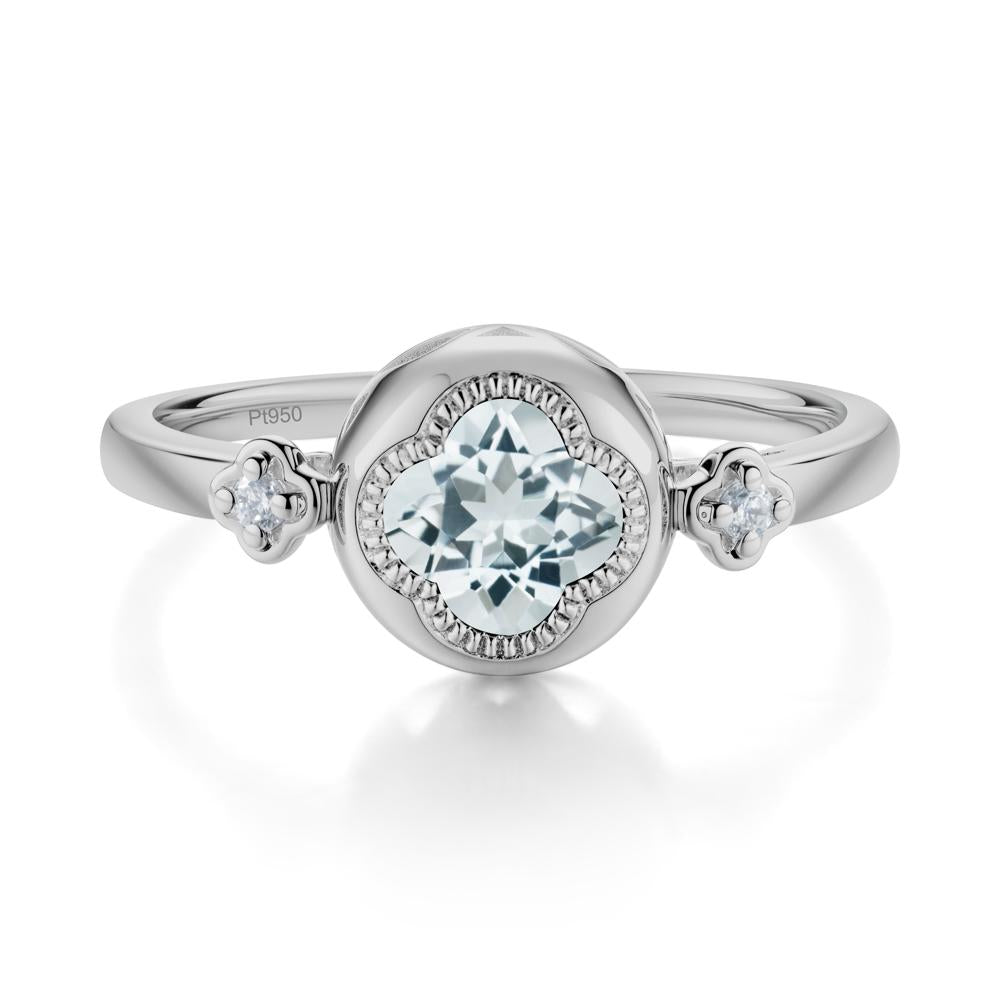 Quatrefoil Inspired Aquamarine Statement Ring - LUO Jewelry #metal_platinum