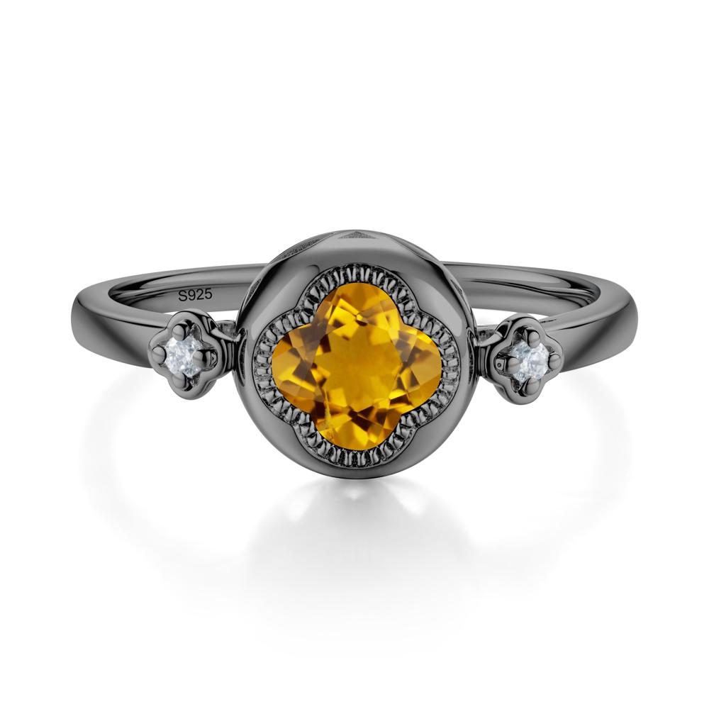 Quatrefoil Inspired Citrine Statement Ring - LUO Jewelry #metal_black finish sterling silver