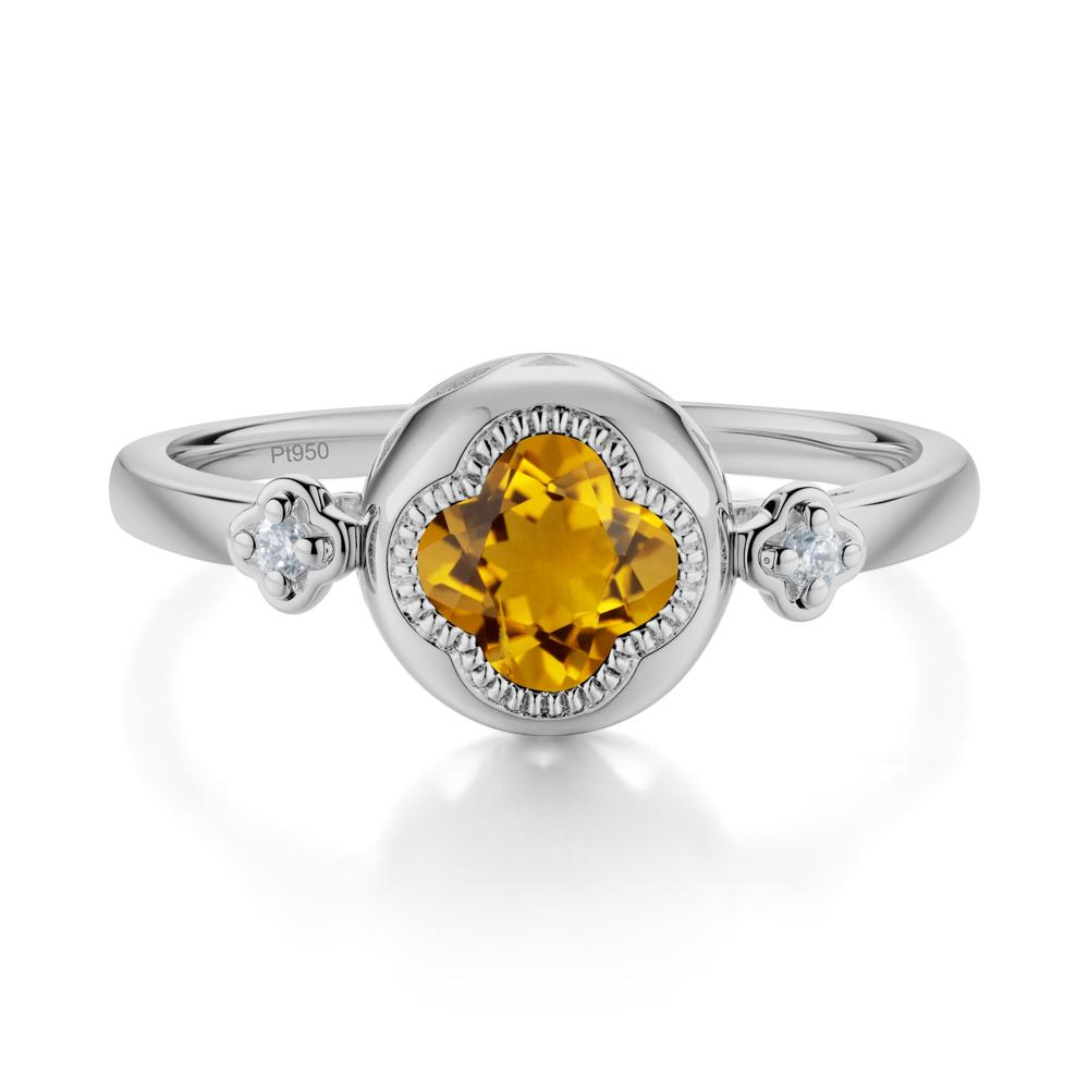 Quatrefoil Inspired Citrine Statement Ring - LUO Jewelry #metal_platinum