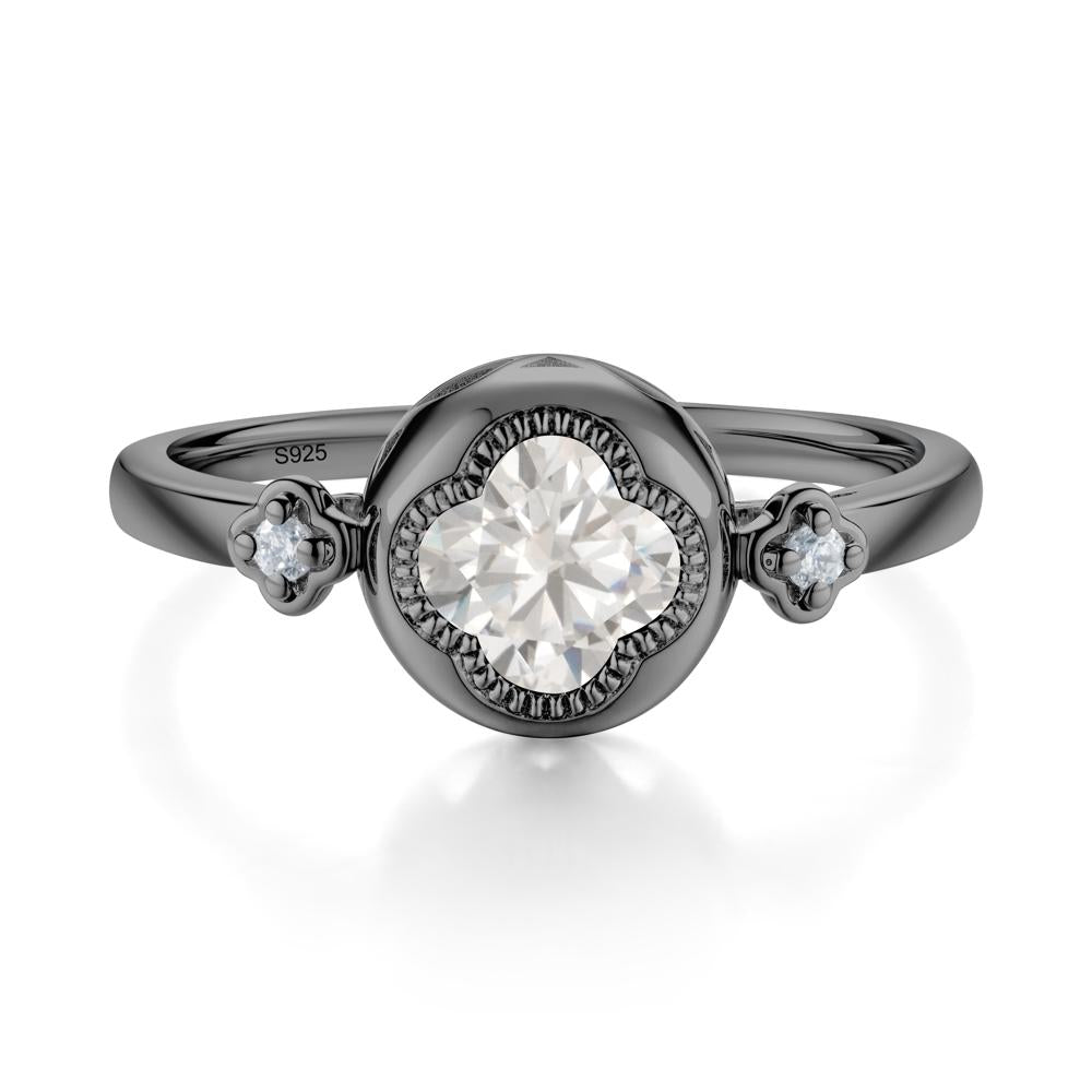 Quatrefoil Inspired Cubic Zirconia Statement Ring - LUO Jewelry #metal_black finish sterling silver