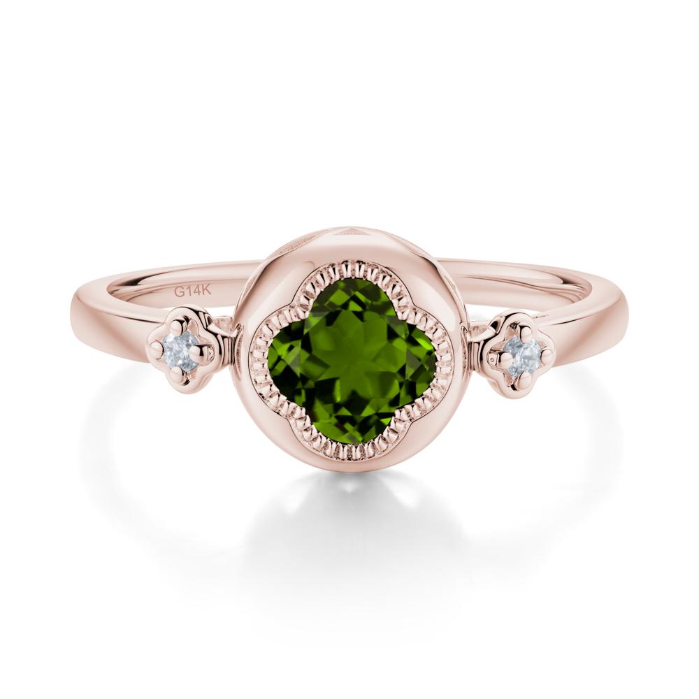 Milgrain Clover Cut Diopside Ring - LUO Jewelry #metal_14k rose gold