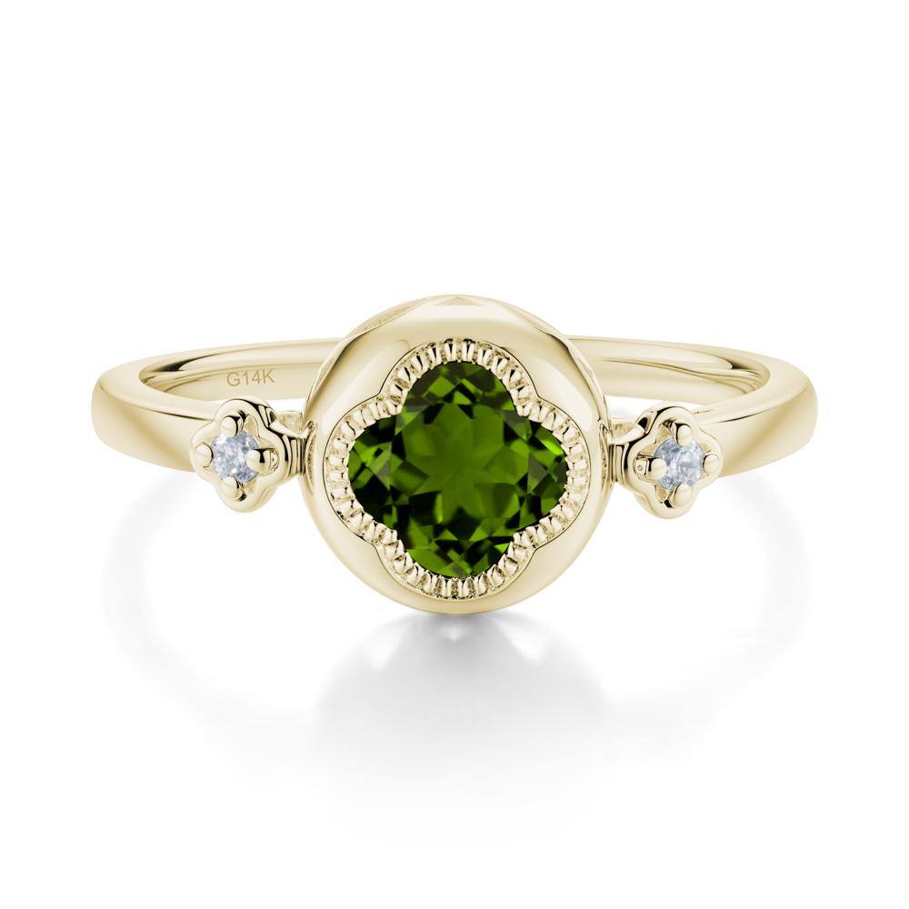 Milgrain Clover Cut Diopside Ring - LUO Jewelry #metal_14k yellow gold